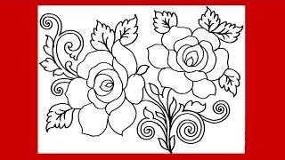 How To Draw Rose Design | Jana Embroidery Live