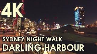 【4K UHD BEAUTIFUL SYDNEY AUSTRALIA】 Night Walking Through Darling Harbour, Pyrmont Bridge