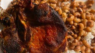BLACKENED PEAS WHITE RICE BAKED CHICKEN & CHOPS *||~ 