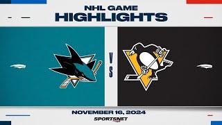 NHL Highlights | Sharks vs. Penguins - November 16, 2024