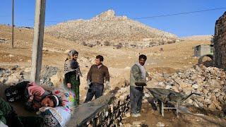 Building a wall with natural and malon stones. Mahtab getting sick. Nourbakhsh's life challenges.