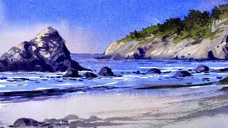 Watercolor painting seascape watercolour for beginners