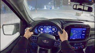 2021 Ford F-150 - POV Winter Night Drive (Binaural Audio)