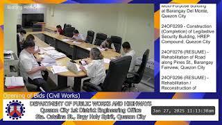 Procurement Livestream for DPWH Quezon City 1st DEO on January 27, 2025