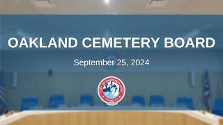 Oakland Cemetery Board Meeting - September 25, 2024