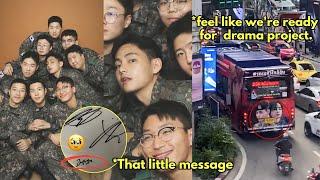 Taehyung left his autograph and a message to his military’s friends🫡 Not SDT Taehyung on the bus