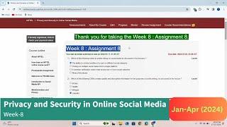 Privacy and Security in Online Social Media Week-8 Assignment/Quiz | Jan-Apr 2024 | Solutions