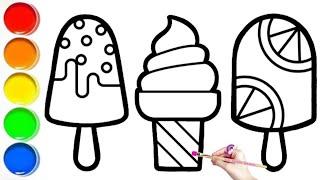 Rainbow Ice cream Drawing for Little Artists / drawing and painting ideas