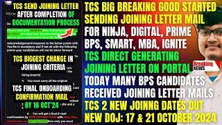 TCS ALL PENDING CANDIDATES ONBOARDING STARTED | TCS JOINING LETTER MAIL | TCS 2 NEW DOJ: 17 & 21 OCT