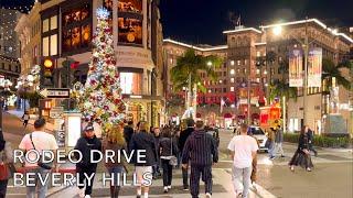 [4K] Beverly Hills, Rodeo Drive at Night, Los Angeles, California, Luxury Shopping ASMR