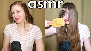 Combing/Brushing My Long Hair Over Face & Gentle Talking/Whispering, Answering your Questions  ASMR