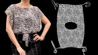 Very easy Rectangle wrap top/shirt cutting and sewing | Even a beginner can make this shirt