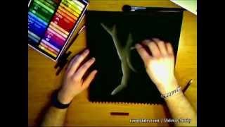 Drawing "Silhuette", Pastels on black paper (timelapse movie by Jaakko Korhonen)