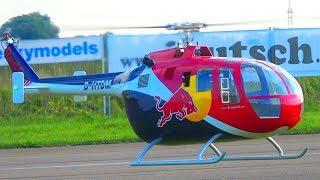 XXL REDBULL BO-105 RC SCALE HELICOPTER 3D FLIGHT DEMONSTRATION