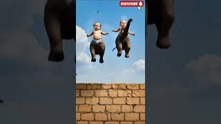 Real Baby Jump Turns Into ELEPHANT  TOWER Mid-Air! No One Expected This!  #shorts