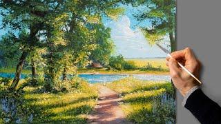 ️ Acrylic Painting - Summer Time / Landscape Art / Easy Drawing Tutorials / Satisfying Relaxing