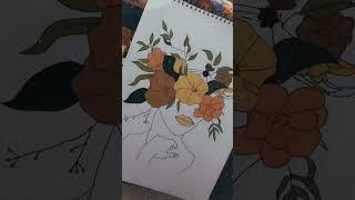 Amazing girl painting with flowers #artisticcreations #youtubeshorts #art #painting