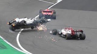 F1 Eifel GP Nürburgring 2020 - BIG CRASH, SPINS + OVERTAKES