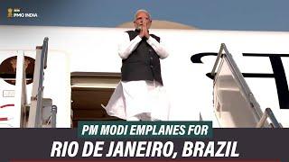 Prime Minister Narendra Modi emplanes for Rio de Janeiro, Brazil