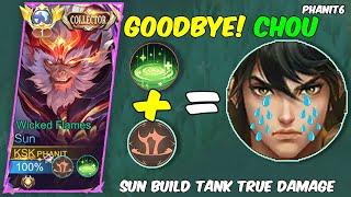 SUN TANK  TOP 1 GLOBAL SUN BUILD TANK TRUE DAMAGE HARD GAME PLAY  - SUN VS. CHOU ~ MOBILE LEGENDS