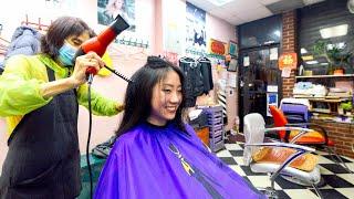 An $18 Women's HAIRCUT - Deal or Disaster?! | Chinatown, NYC (Chinese Lady Barber) ️