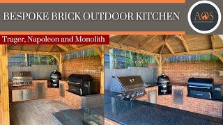 BESPOKE BRICK OUTDOOR KITCHEN | TRAEGER GRILL | NAPOLEON BBQ | MONOLITH KAMADO | POOLE, UK