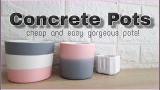 DIY CEMENT POTS FOR INDOOR PLANTS! NO SILICONE MOLD NEEDED - Concrete Crafts