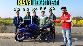 Minimum Height For Yamaha R15 V3 BS6 || Height Test For Yamaha R15 V3 || Yamaha R15 V3