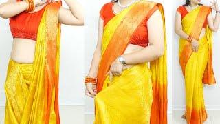 How to drape saree with perfect pleats | saree draping tutorial for beginners | heavy saree draping