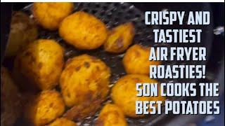 Hari and Lena - 8 yr old cooks the best roast potatoes #vlog #kids #cooking #home #howto #education