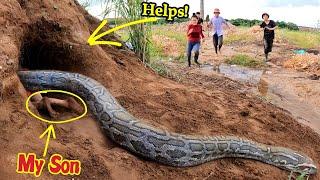 Brave Girl Screaming for Help as Her Son is Attacked by a Giant Snake | Mike Vlogs