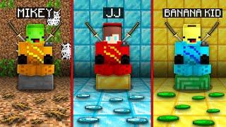 JJ RICH vs Mikey POOR vs Banana Kid VERY RICH NINJA KING in Minecraft Maizen!