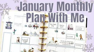 January 2025 Monthly Plan With Me | Planything Winter Spread | Classic Happy Planner