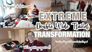 MY *BIGGEST* DECLUTTER EVER! Double Wide Mobile Home Transformation | We’re getting it together!