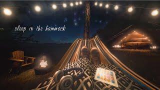 Sleep in the Hammock, Campfire, Night Ambience, Glamping Tent, ASMR, Sleep sounds, bonfire, Relax