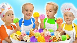 Chris is making ice cream - Funny story with cooking toys