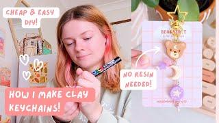 How I make air-dry clay keychains and pins  No bake + no resin!