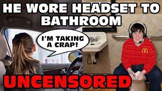 Kid Temper Tantrum Doesn't Turn Off Drive Thru Headset For His Bathroom Break! Uncensored Version.