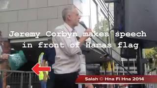 Jeremy Corbyn makes speech in front of Hamas flag