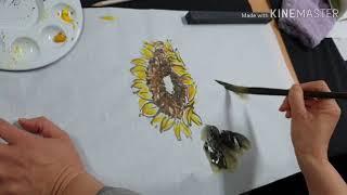 동양화배우기 해바라기꽃그리는방법 해바라기꽃그리기 how to paint a sunflower 동양화해바라기그리기