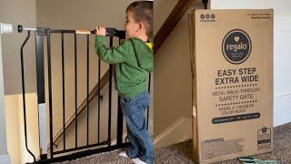 Unboxing + Install REGALO EASY STEP EXTRA WIDE BLACK METAL BABY GATE