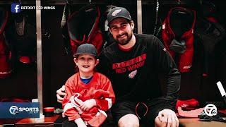 Red Wings celebrate Make-A-Wish kid Hudson, inviting him on ice for practice