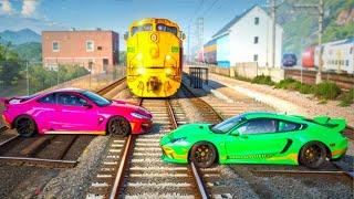 Car vs Train Tracks Challenge #3 in BeamNG Drive!