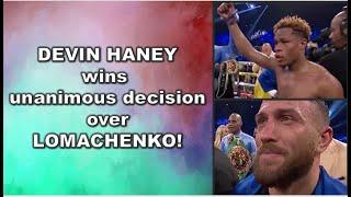  HANEY WINS DECISION OVER LOMACHENKO TO END UNDISPUTED RIVALRY! 