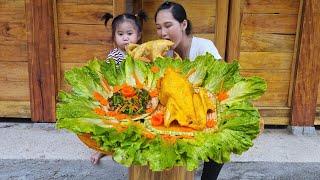 Harvesting pumpkins to sell - Cooking delicious food with my daughter at the farm