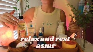 ASMR Soothing Night Skincare ️ soft-spoken cozy & gentle facial treatments, oracle card reading