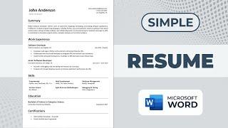 How to Make Resume in Microsoft Word | Resume for Job Application | Simple & Easy