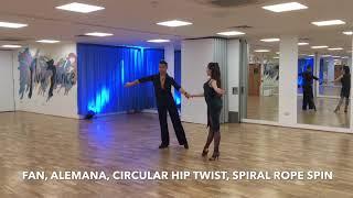 How to dance Circular Hip Twist & Spiral Rope Spin in Rumba - Intermediate