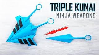 How to Make an Origami TRIPLE KUNAI  - Easy Craft for Naruto Cosplay & Ninja Games