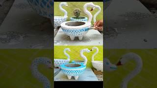 how to craft  cement pot #flowerpot #cementplanter #shorts